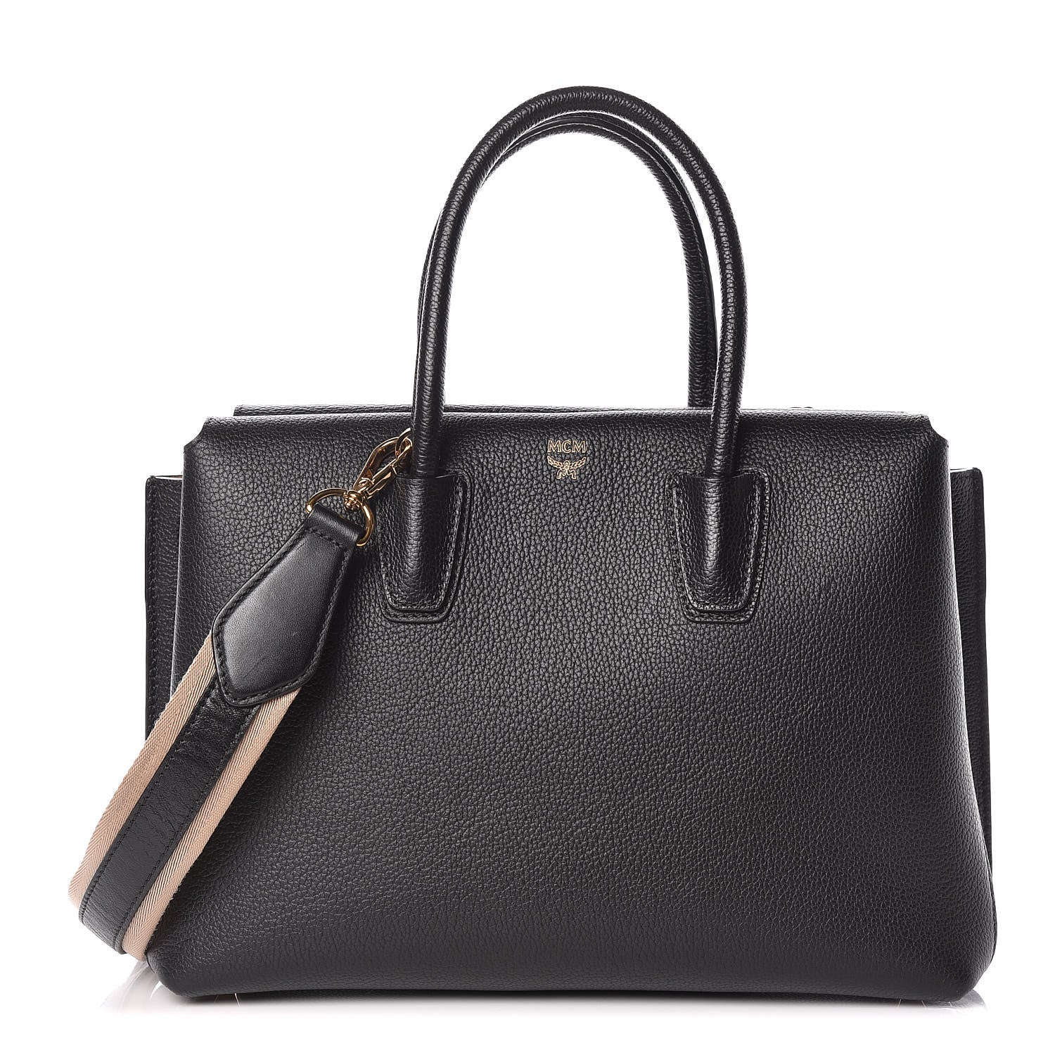 MCM Grained Calfskin Medium Milla Tote Black 1 of 9