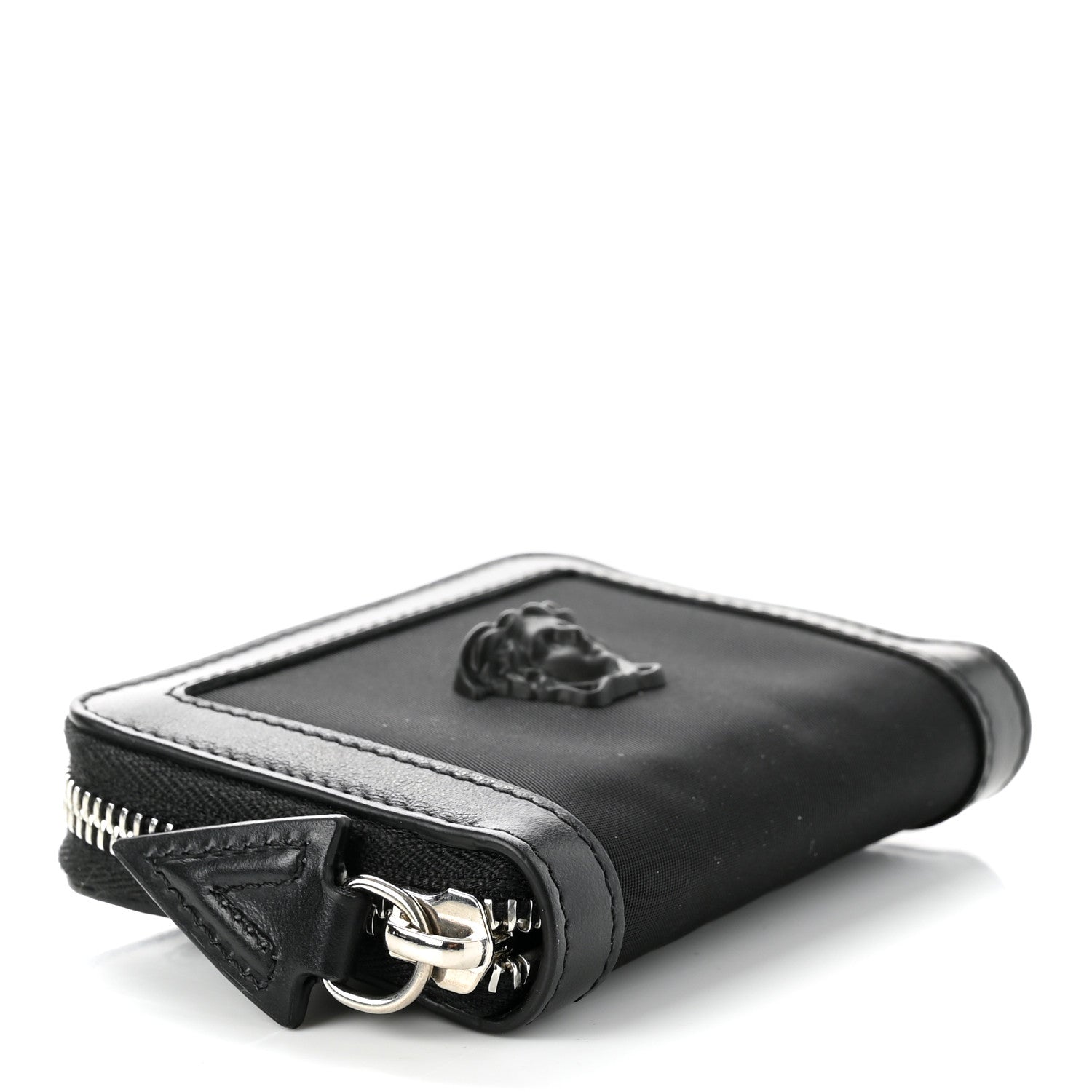 Versace Calfskin Nylon La Medusa Zip Around Lanyard Wallet Black 4 of 7