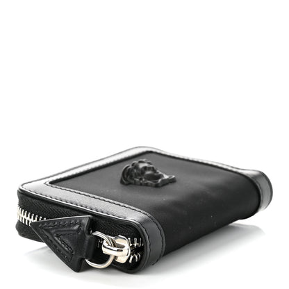 Versace Calfskin Nylon La Medusa Zip Around Lanyard Wallet Black 4 of 7