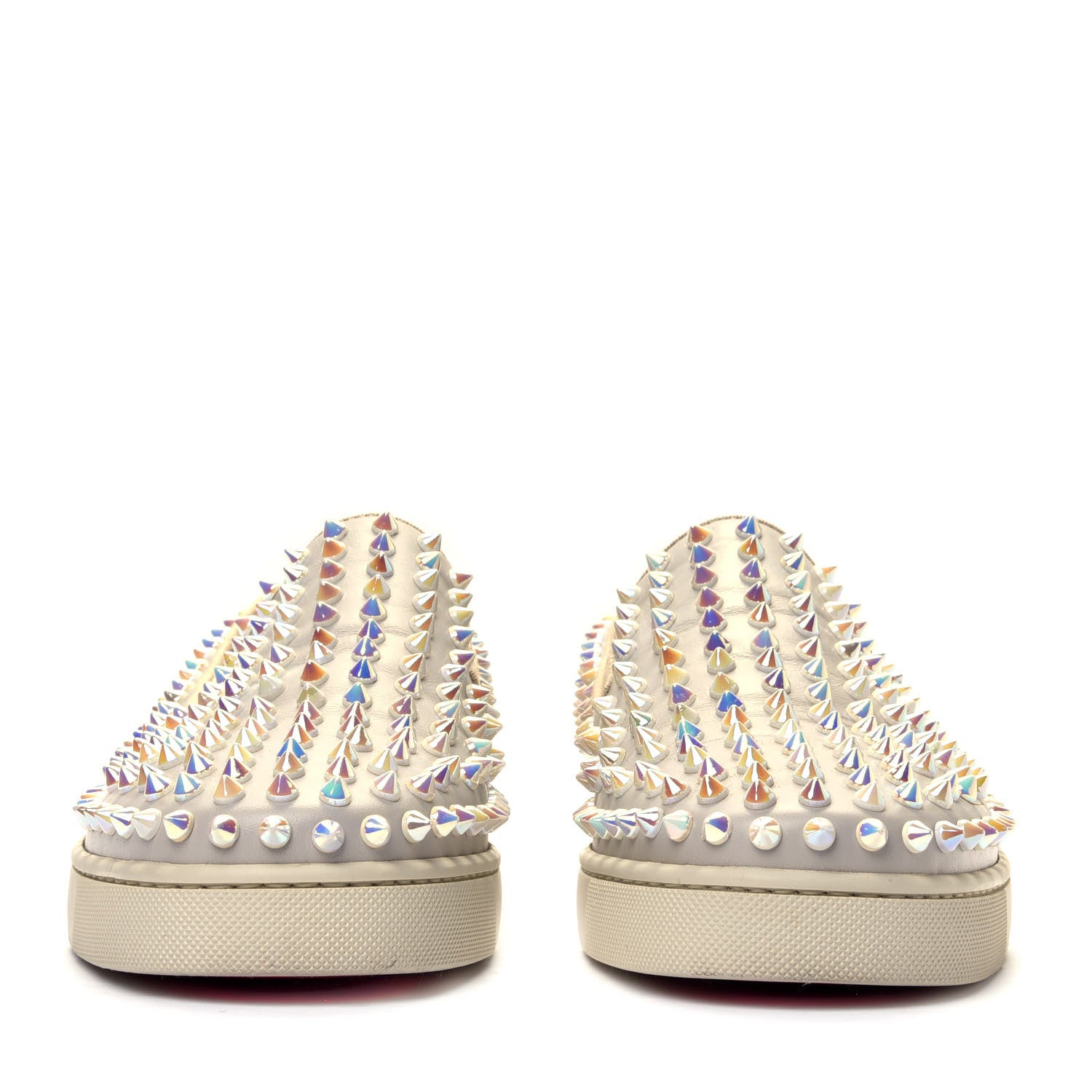 Christian Louboutin Calfskin Spikes Womens Roller Boat Flat 38.5 White Ivory 2 of 10