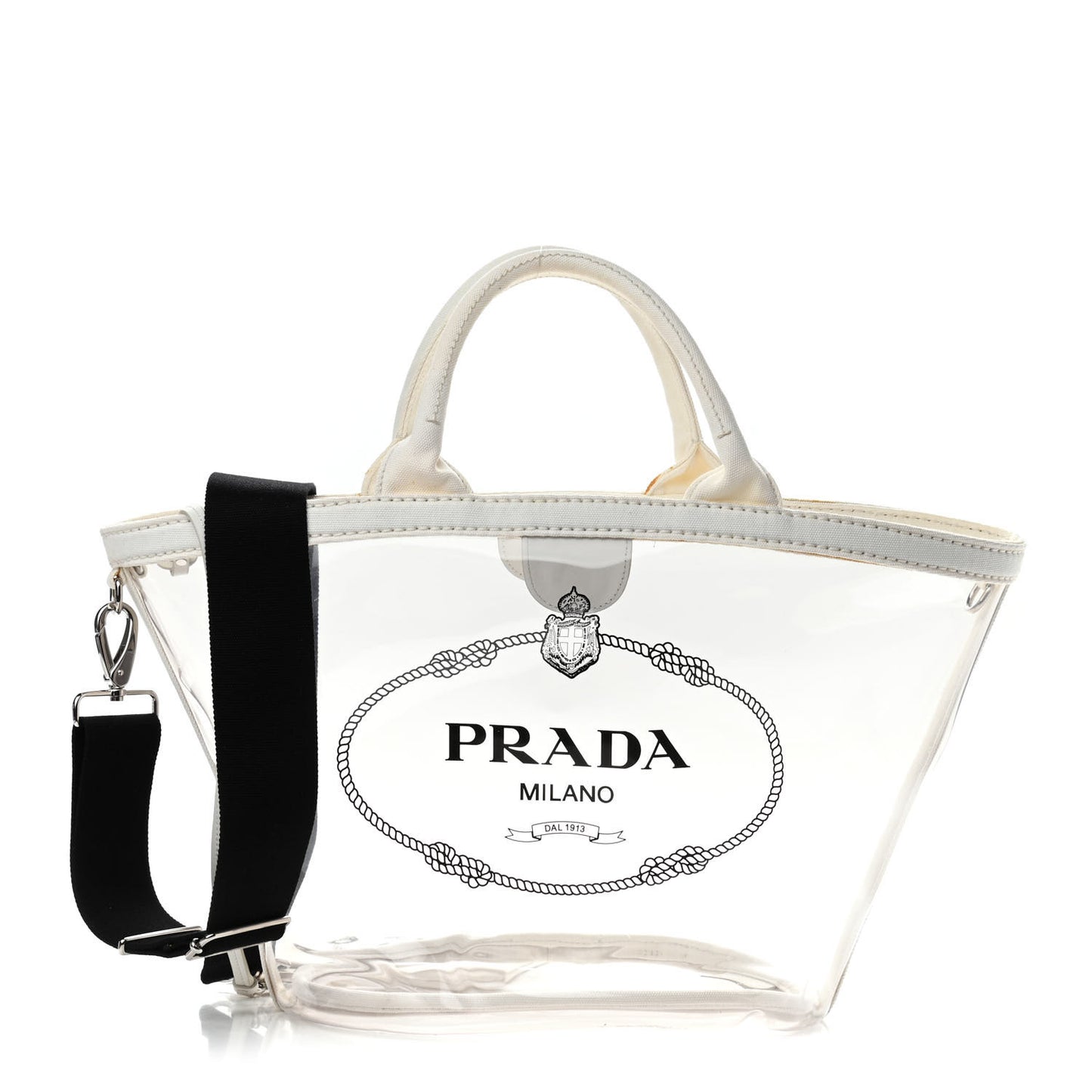 Plexiglass Calfskin Small Shopper Tote White