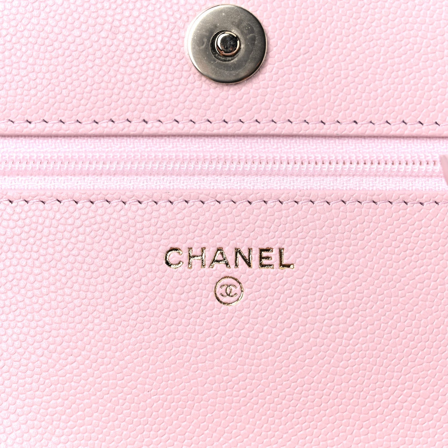 Caviar Quilted Crystal CC Wallet On Chain WOC Light Pink