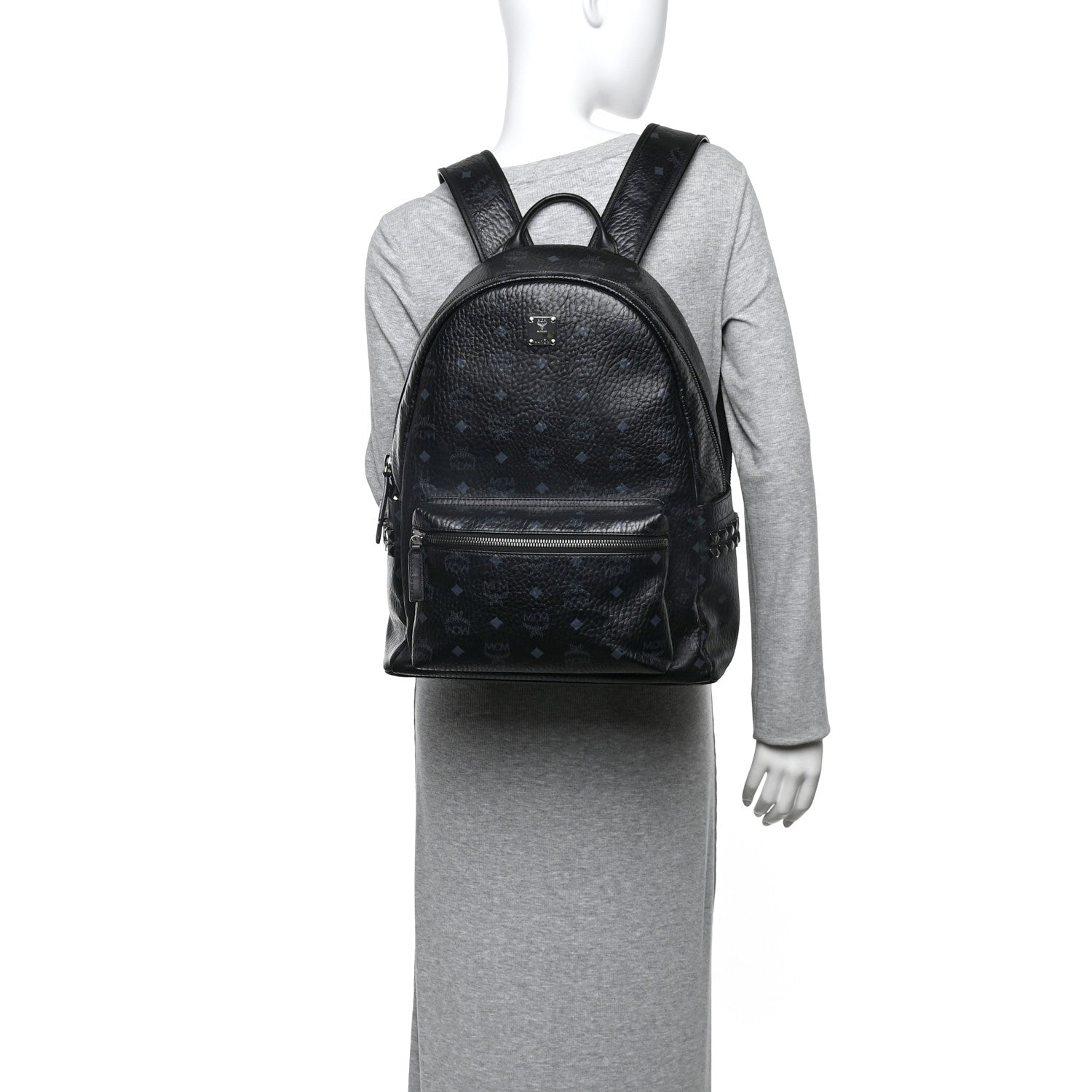MCM Visetos Medium Side Studs Stark Backpack Black 2 of 11
