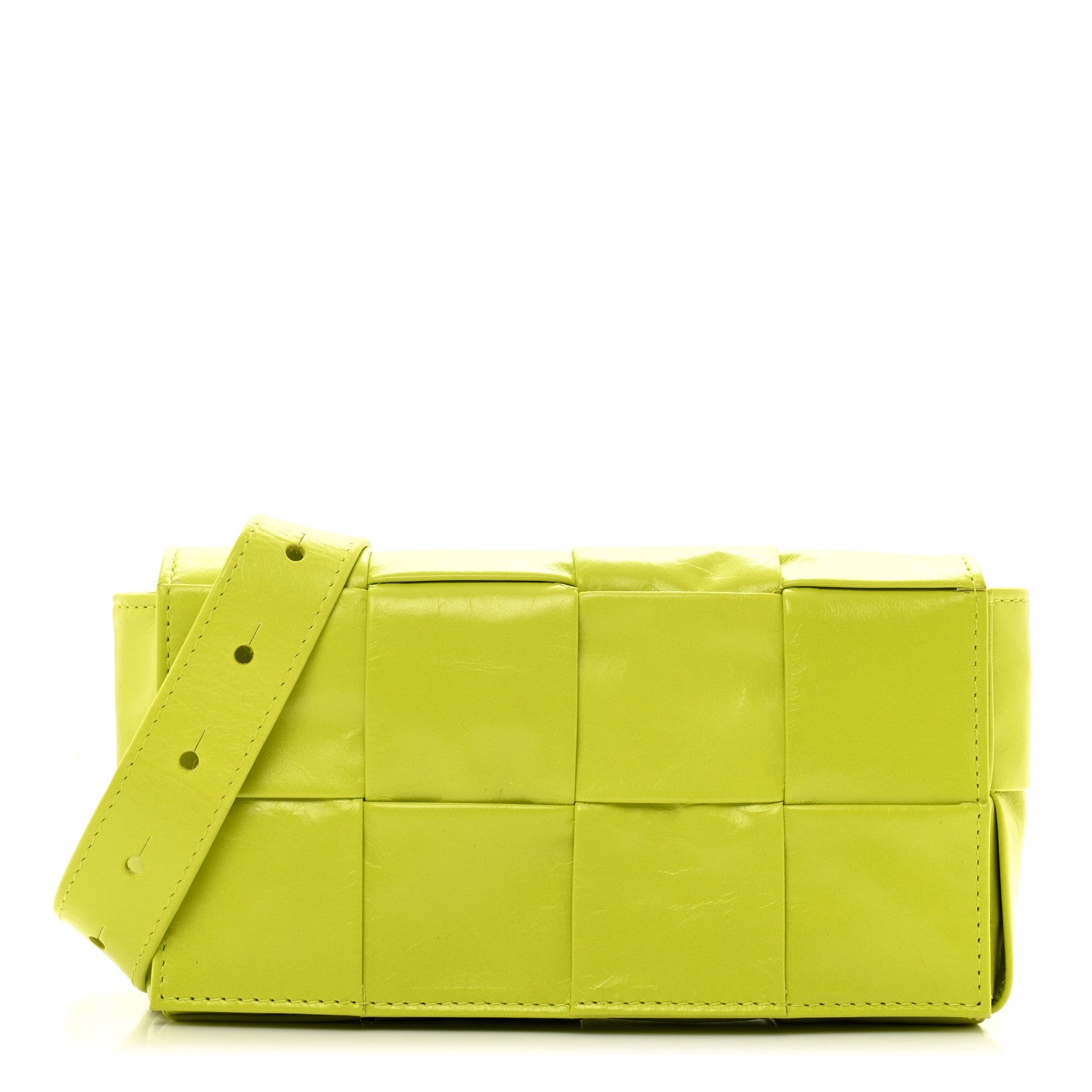 Bottega Veneta Paper Calfskin Intreccio Cassette Belt Bag Kiwi 1 of 9