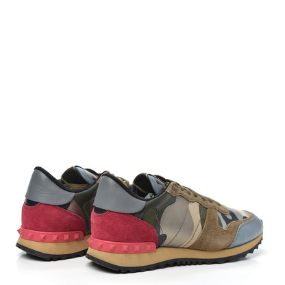 Valentino Garavani Nappa Suede Camouflage Womens Rockrunner Sneakers 37 Green Multicolor 4 of 7