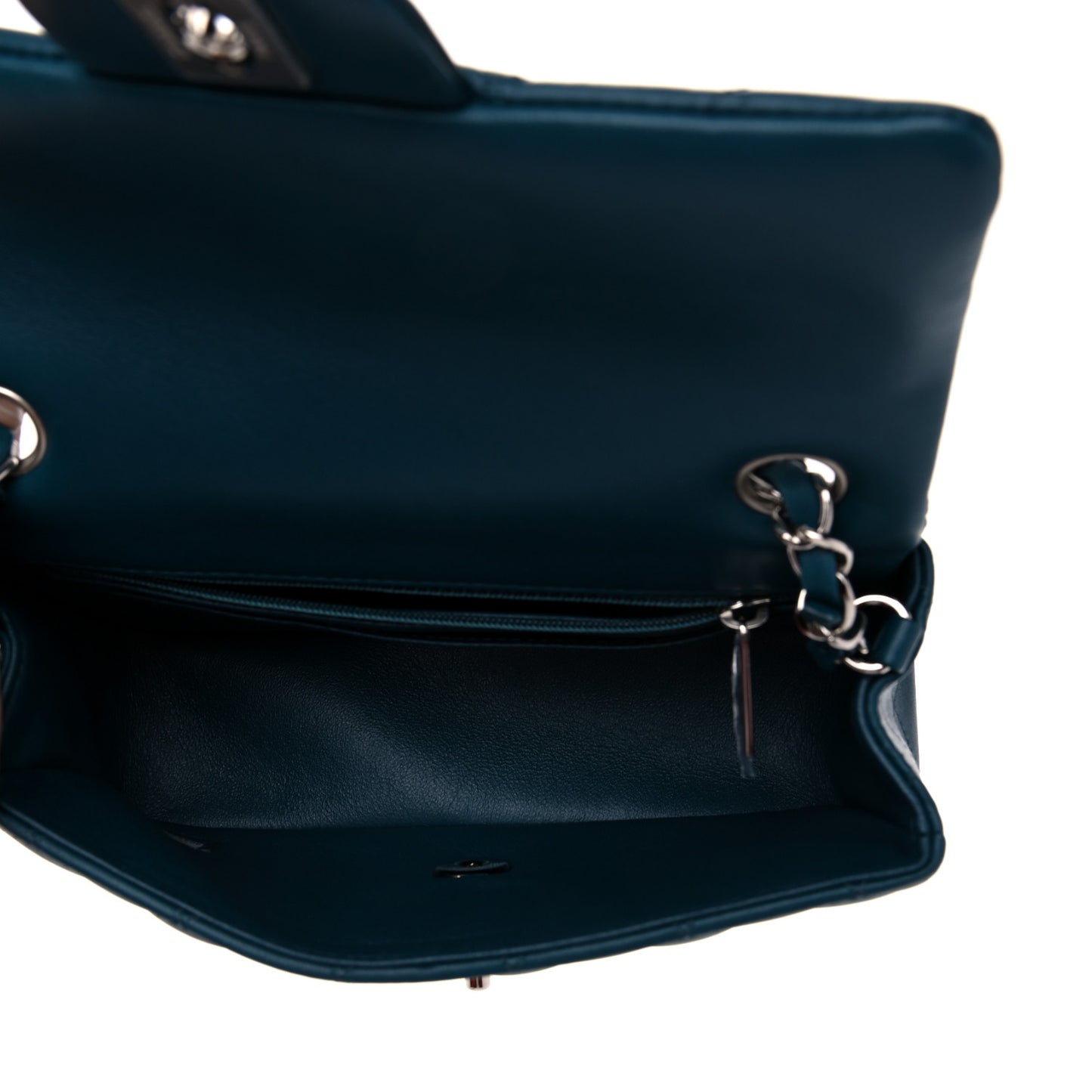 Lambskin Quilted Mini Rectangular Flap Dark Blue