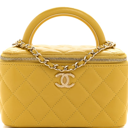 Chanel Lambskin Quilted Small Charming Top Handle Vanity Case With Chain Yellow 8 of 13