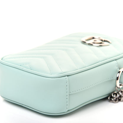 Gucci Calfskin Matelasse Mini GG Marmont Crossbody Bag Water Green 7 of 10