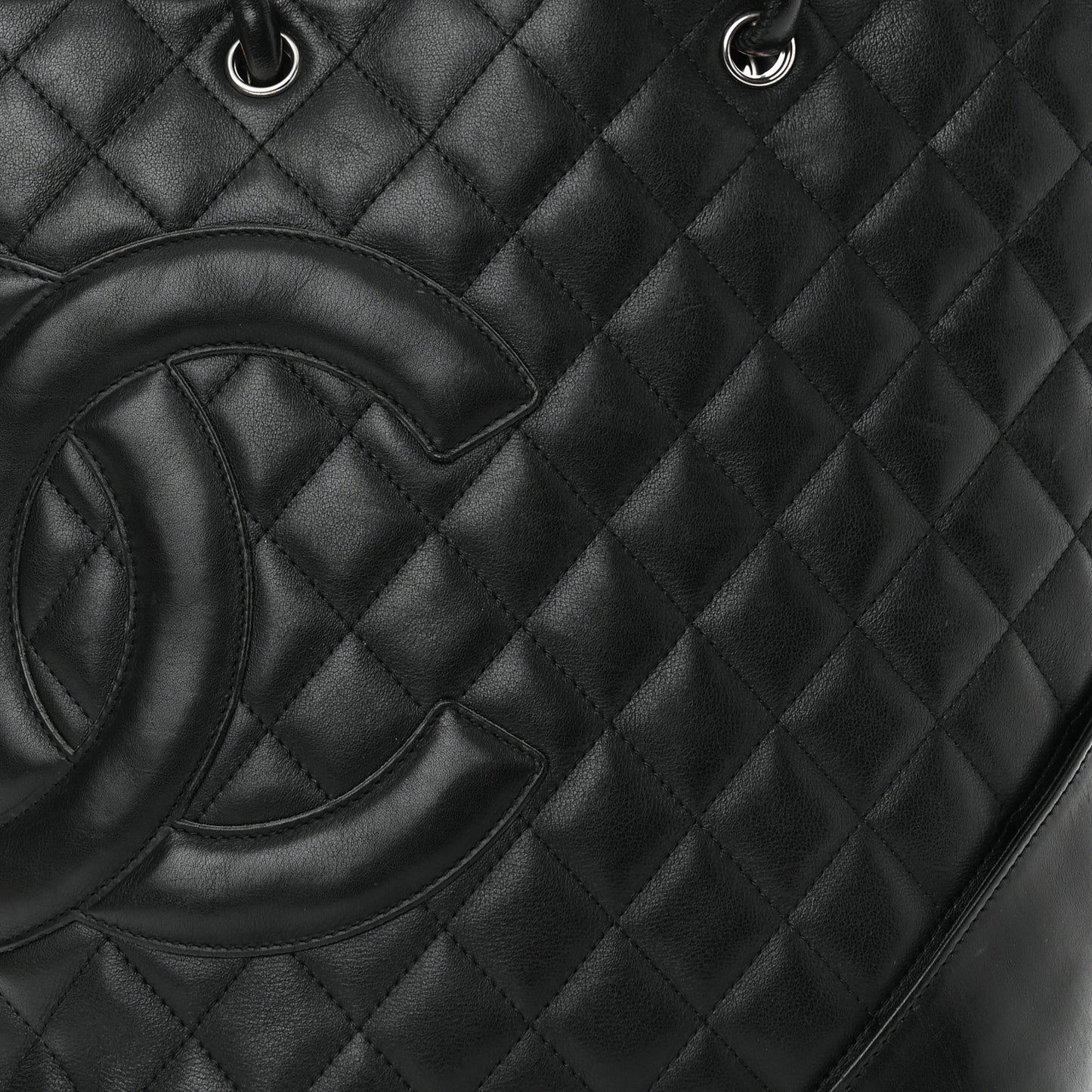 Calfskin Quilted Medium Cambon Tote Black