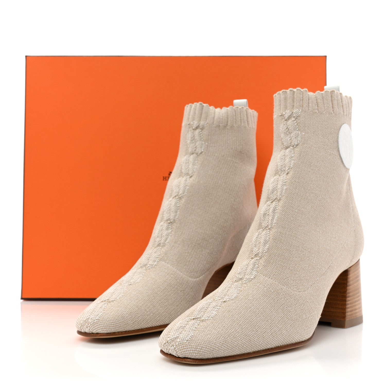 Hermes Knit Calfskin Volver 60 Ankle Boots 39.5 Nocciola 9 of 9