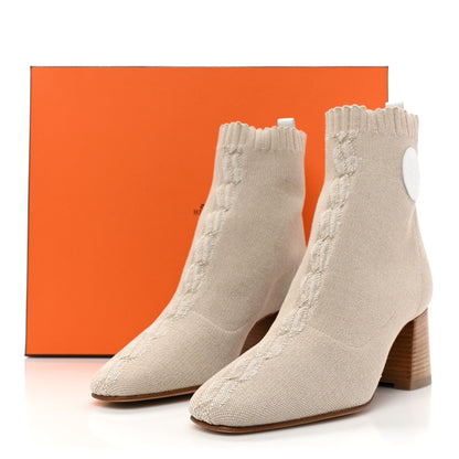 Hermes Knit Calfskin Volver 60 Ankle Boots 39.5 Nocciola 9 of 9