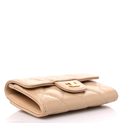 Chanel Caviar Quilted Flap Card Holder Wallet Beige 4 of 10