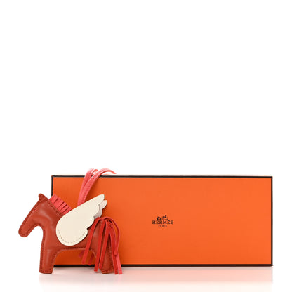 Hermes Milo Lambskin Grigri Rodeo Pegase Horse Bag Charm PM Cornaline Rose Texas White 5 of 6