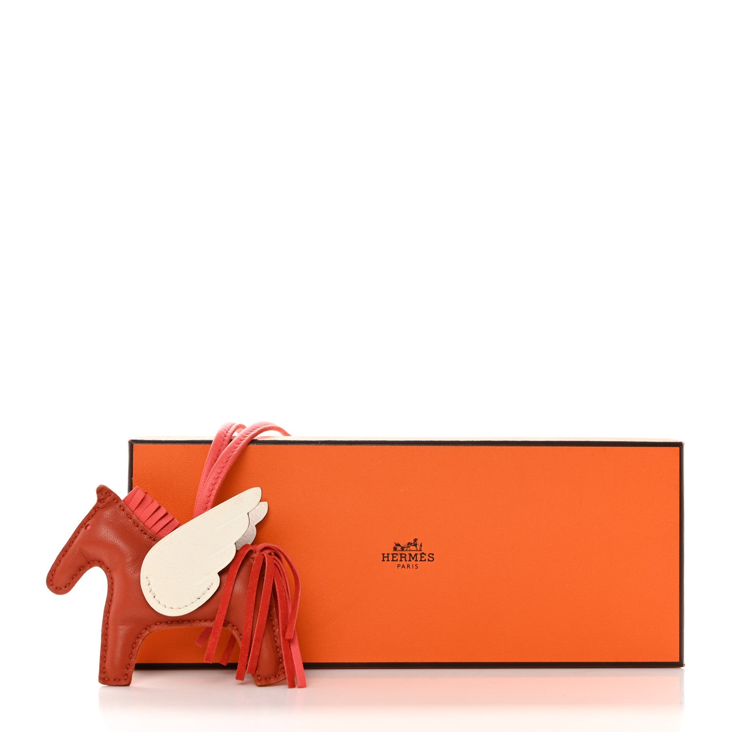 Hermes Milo Lambskin Grigri Rodeo Pegase Horse Bag Charm PM Cornaline Rose Texas White 5 of 5