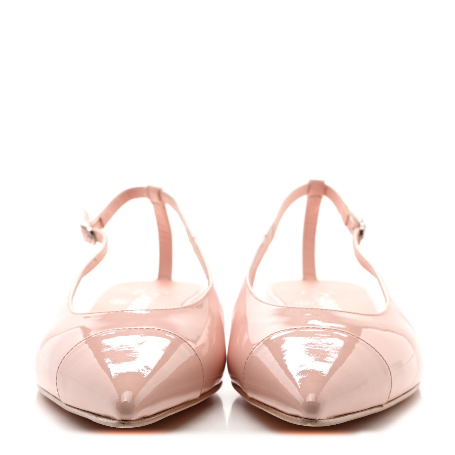 Chanel Patent Calfskin Cap Toe Slingback Flats 38.5 Light Pink 2 of 9