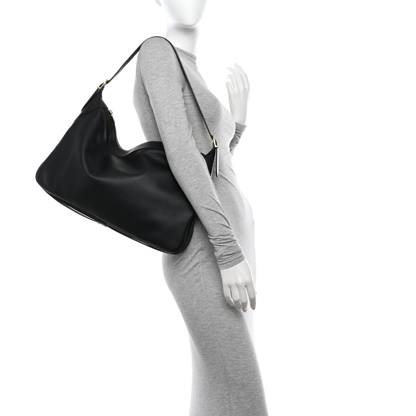 Supple Calfskin Large Romy Shoulder Bag Black