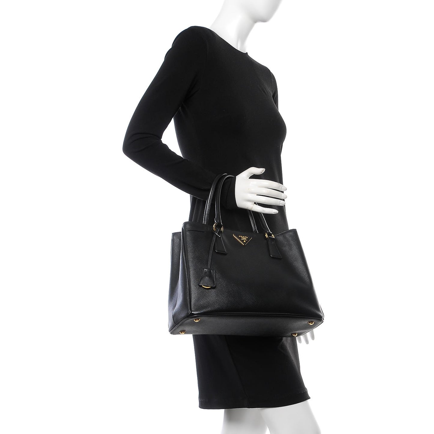 Saffiano Lux Medium Tote Black