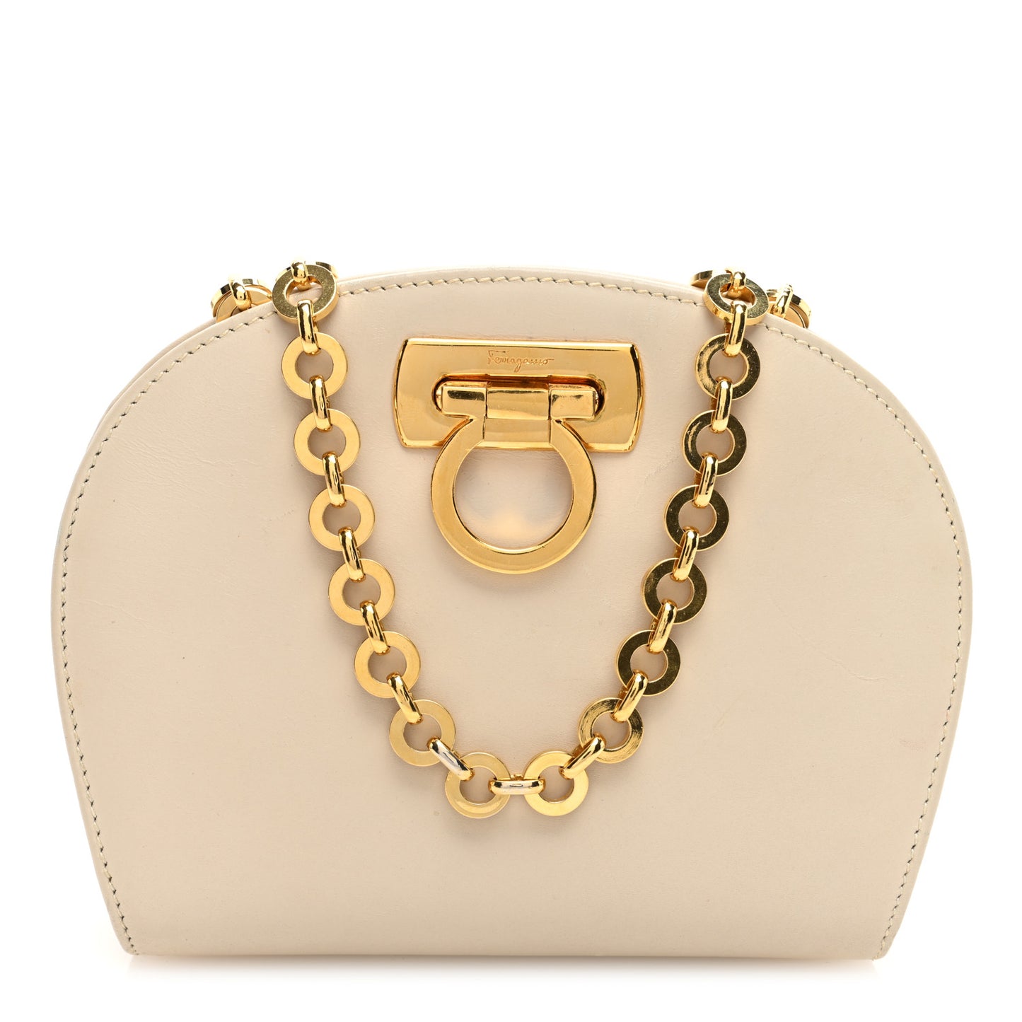Calfskin Gancini Mini Chain Crossbody Ivory