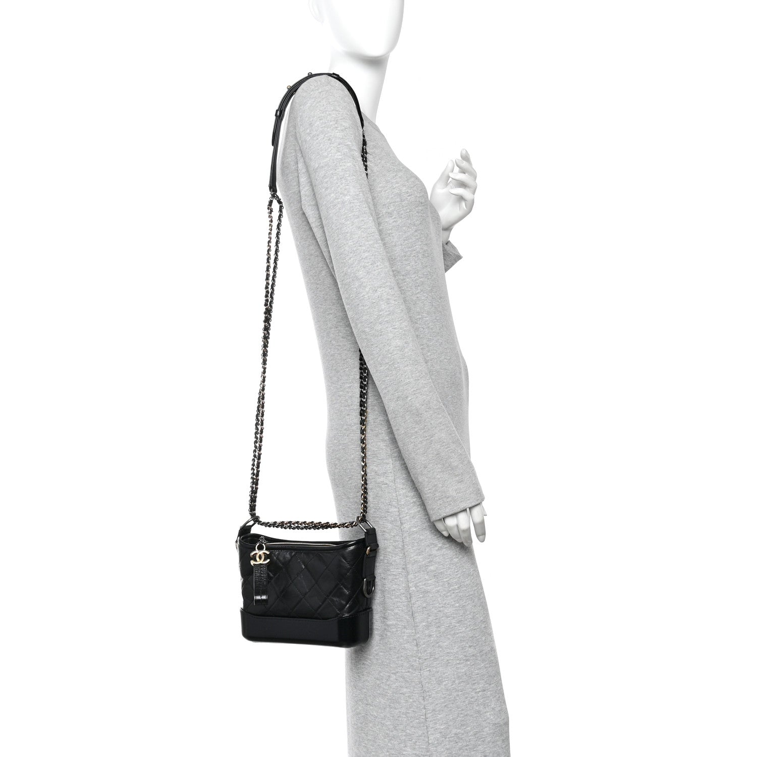 Chanel Aged Calfskin Quilted Small Gabrielle Hobo Black 2 of 11