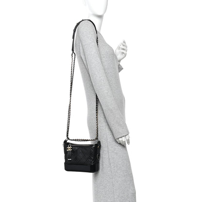 Chanel Aged Calfskin Quilted Small Gabrielle Hobo Black 2 of 11
