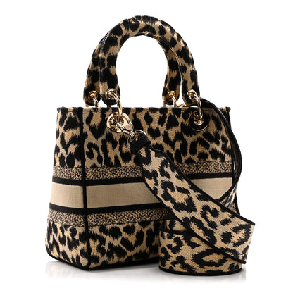 Christian Dior Canvas Medium Mizza Embroidered Lady D-Lite Beige Multicolor 3 of 9