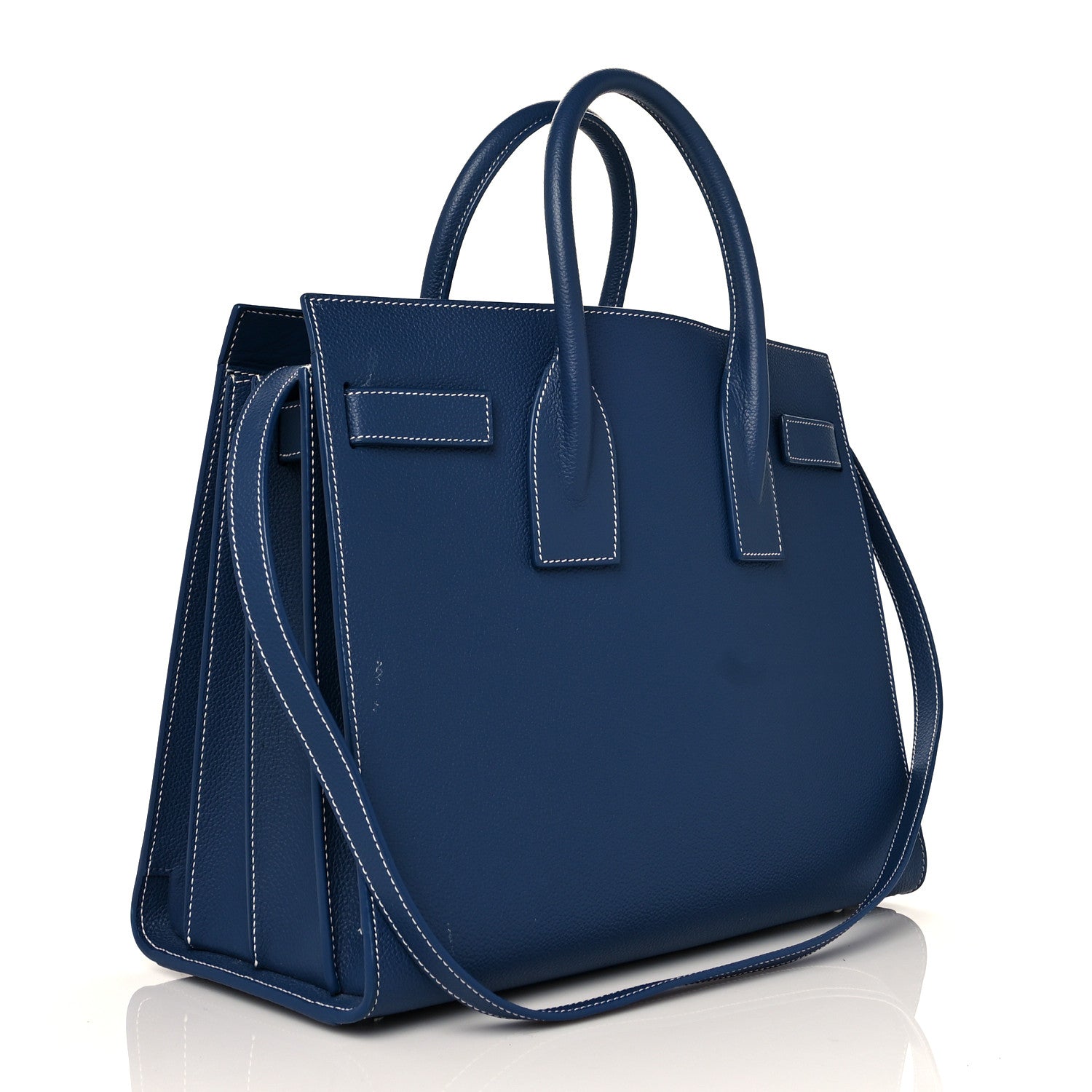 Saint Laurent Grained Calfskin Small Sac De Jour Denim Blue 3 of 15
