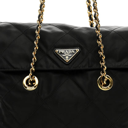 Prada Nylon Tessuto Impuntu Quilted Flap Shoulder Bag Black 8 of 10