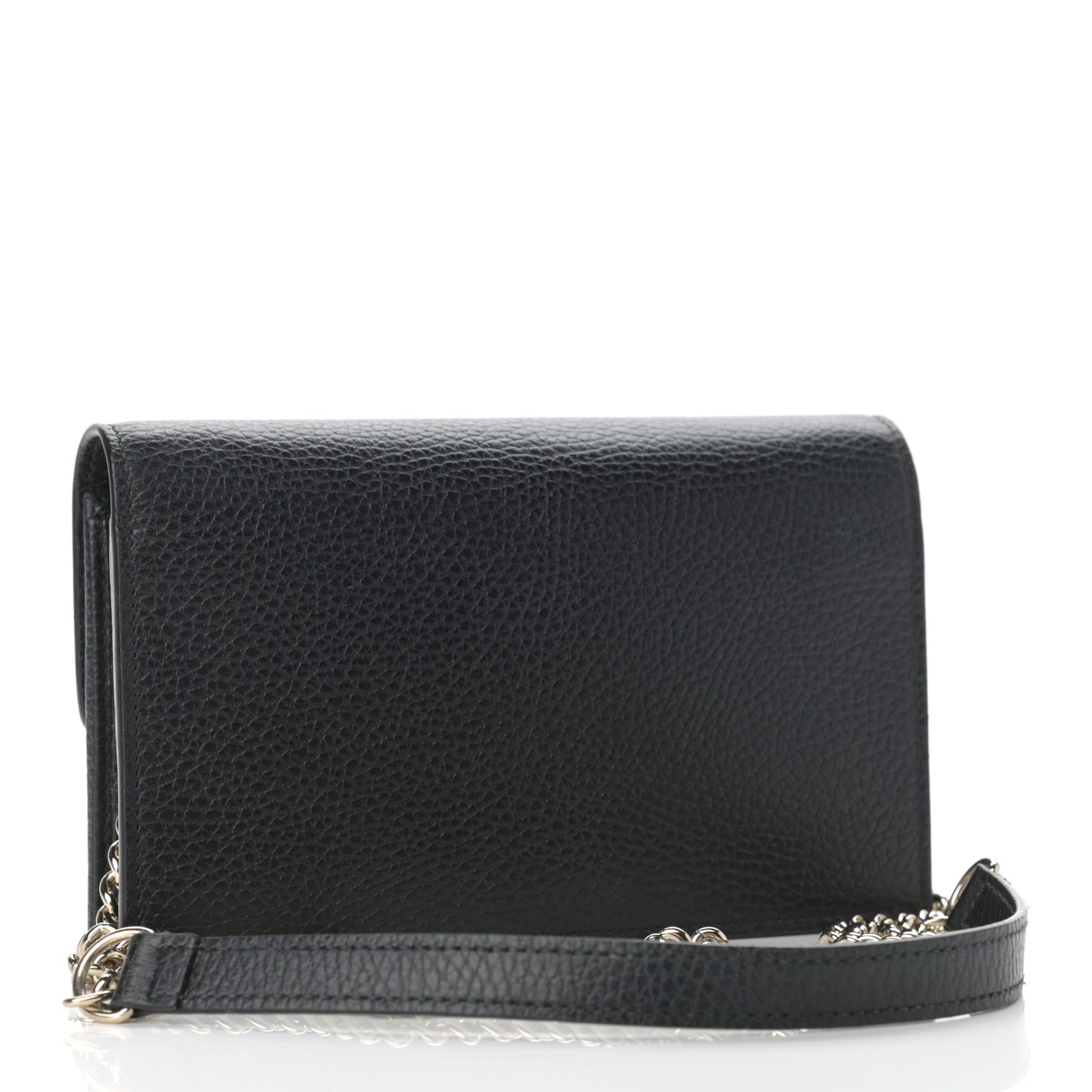 Dollar Calfskin Interlocking G Chain Wallet Black