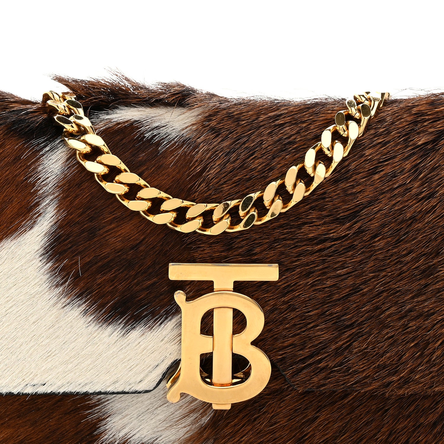 Burberry Calf Hair Large Jessie Chain TB Bag Brown 8 of 10