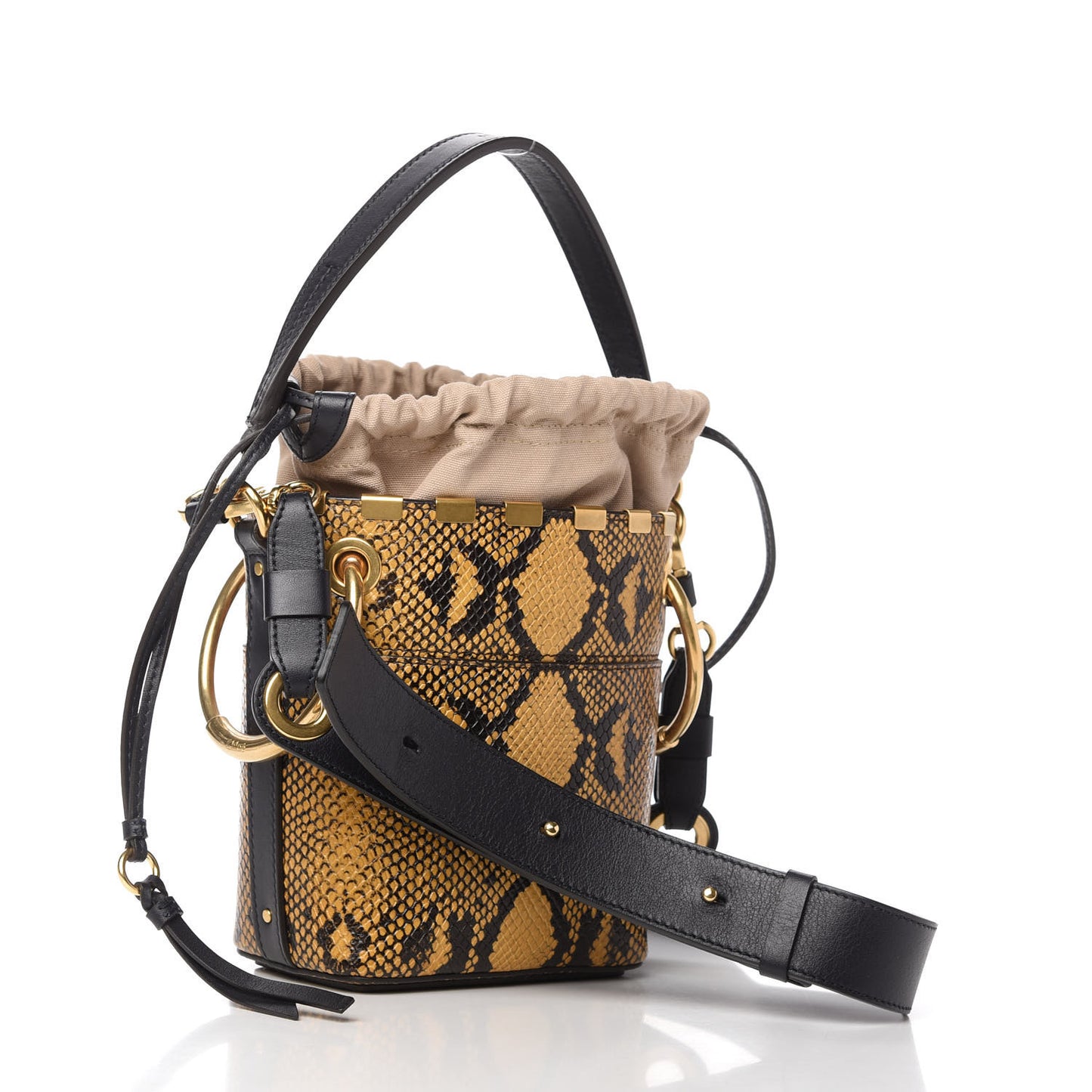 Python Embossed Calfskin Mini Roy Bucket Bag September Sun