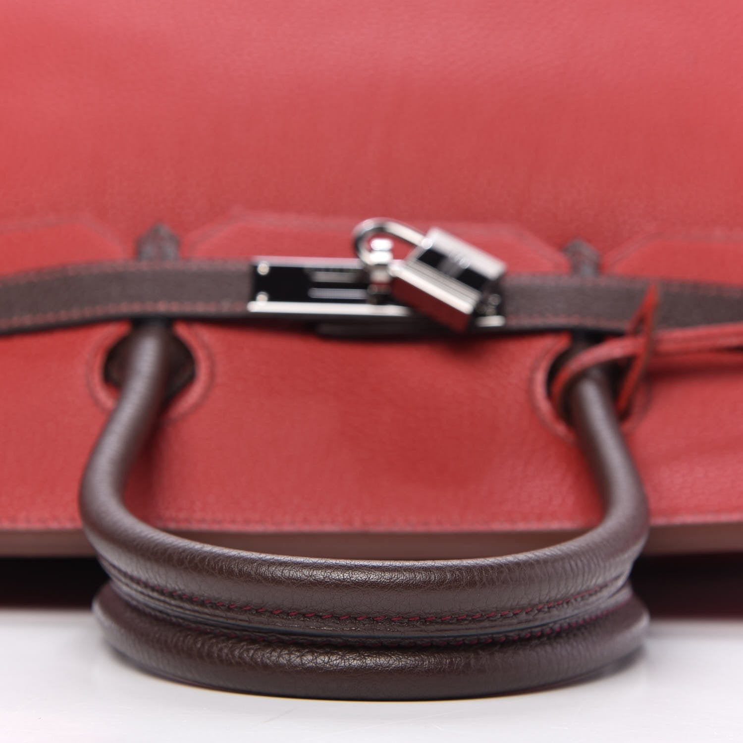 Hermes Togo Bi Color Horseshoe Birkin 35 Rouge Garance Chocolate 12 of 33