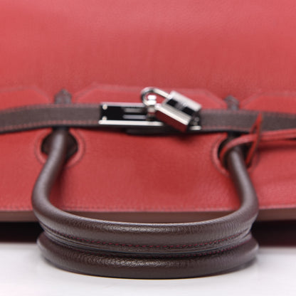 Hermes Togo Bi Color Horseshoe Birkin 35 Rouge Garance Chocolate 12 of 33