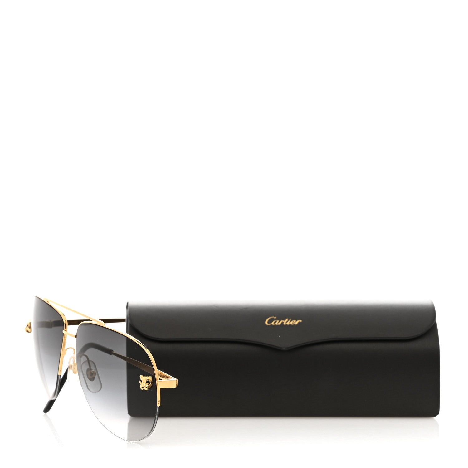 Cartier ゴールド アビエーターサングラス CARTIER EYEWEAR Santos de Cartier Aviator-Style Gold-Tone