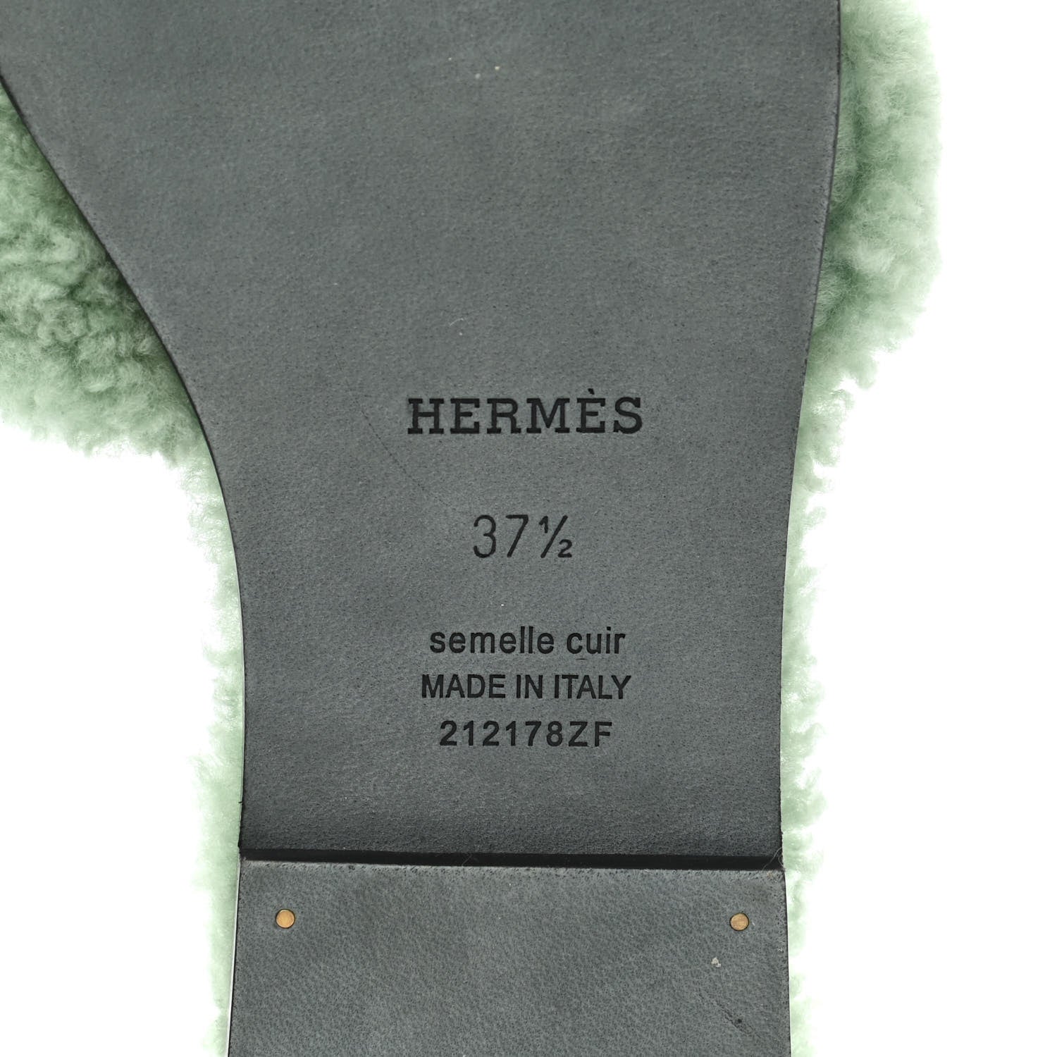 Hermes Woolskin Oran Sandals 37.5 Vert D’Eau 6 of 8