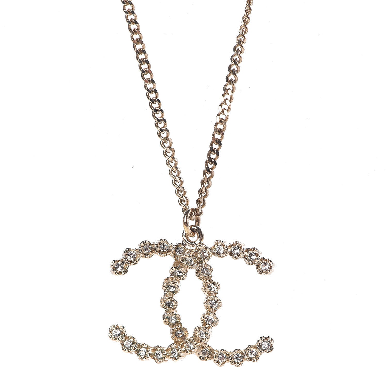 Chanel Crystal CC Necklace Gold 4 of 6