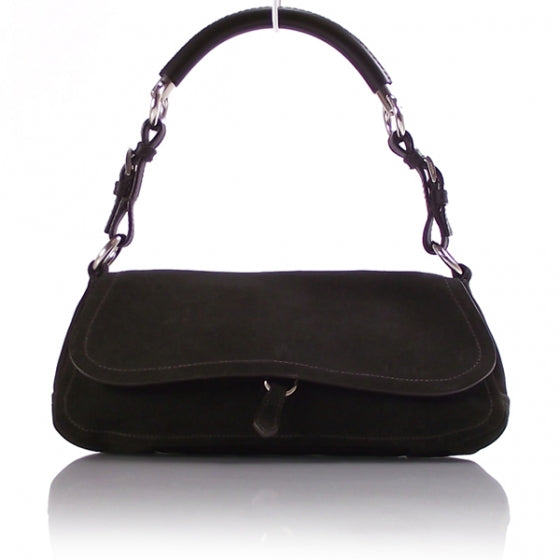 Prada Suede Flap Tote Army 1 of 9