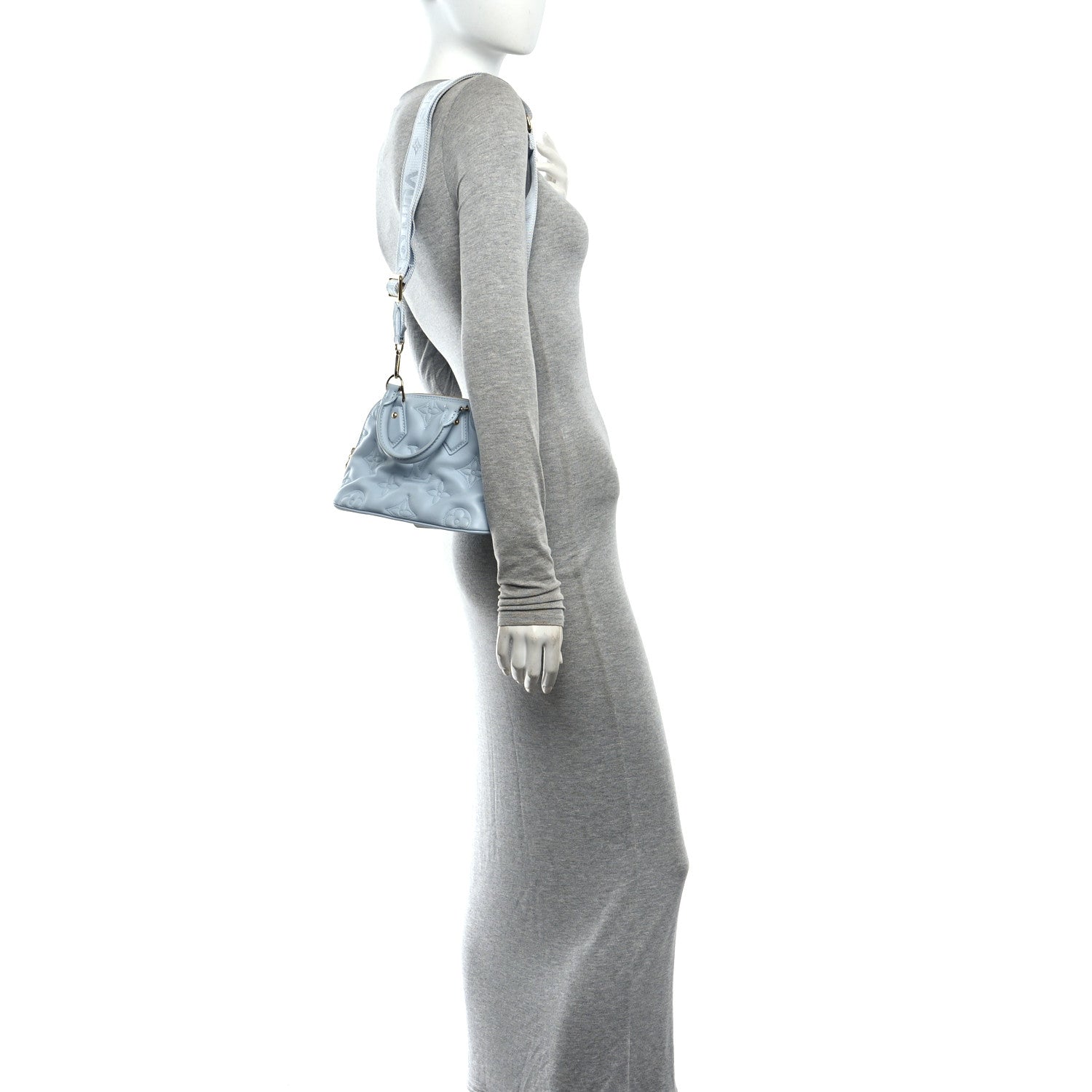 Louis Vuitton Calfskin Bubblegram Alma BB Ice Blue 2 of 10