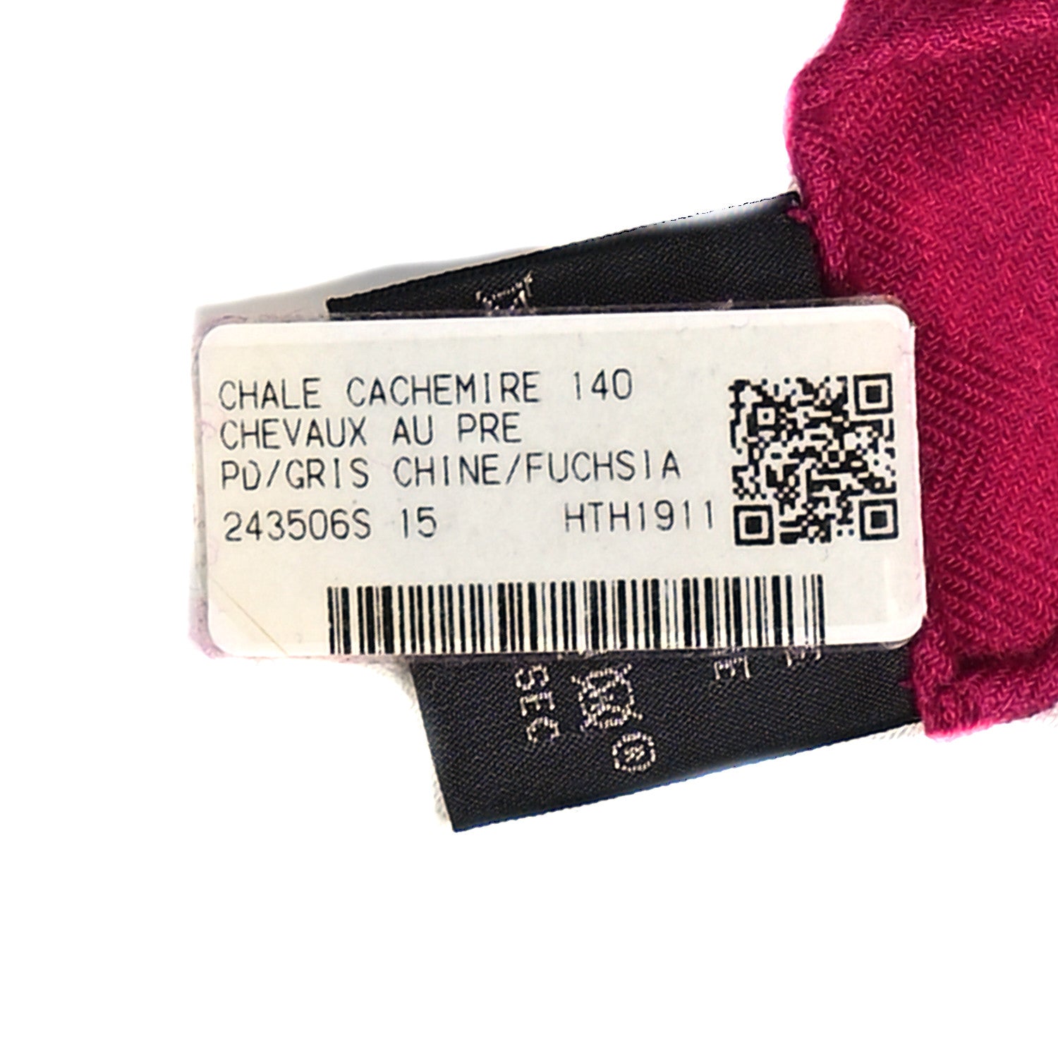Hermes Cashmere Silk Chevaux Au Pre Shawl 140 Fuchsia Gris Chine Framboise 3 of 3