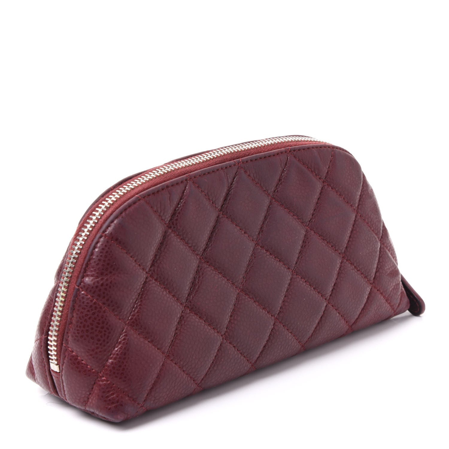 Chanel Caviar Quilted Cosmetic Case Burgundy 2 of 12