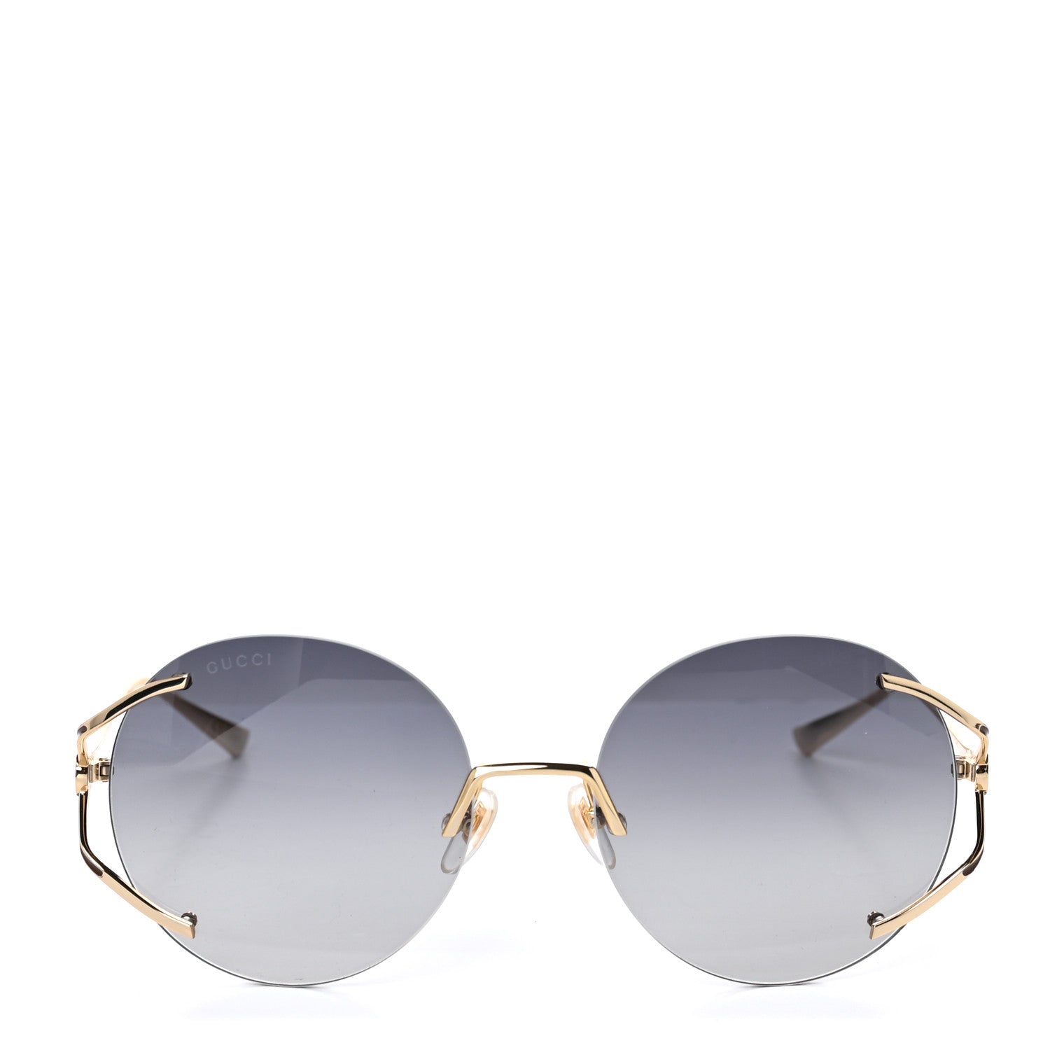 Gucci Metal Oversized Round Frame Sunglasses GG0645S Gold Grey 2 of 9