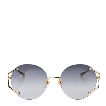 Gucci Metal Oversized Round Frame Sunglasses GG0645S Gold Grey 2 of 9