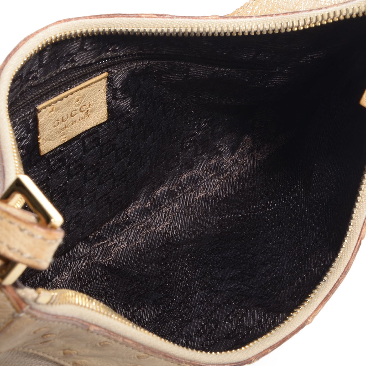 Ostrich Canvas Small Hobo Beige