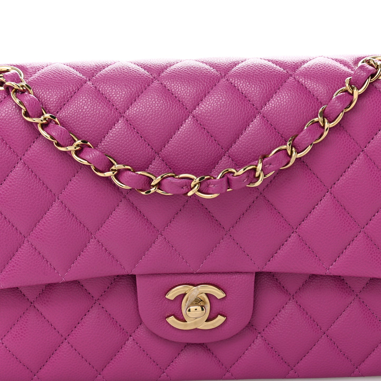 Caviar Quilted Medium Double Flap Purple