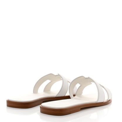 Hermes Box Calfskin Oran Sandals 37.5 White 4 of 9