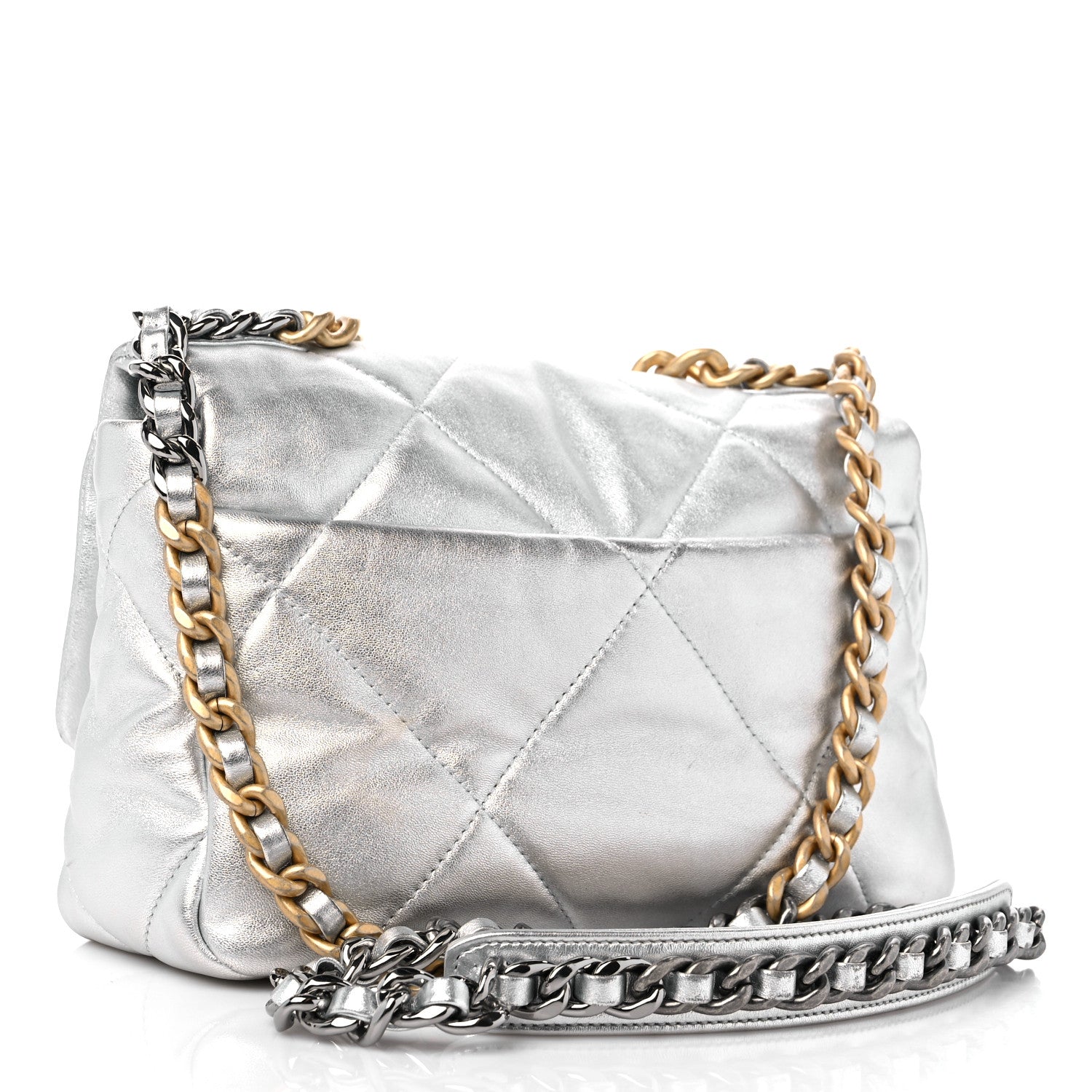 Chanel Metallic Lambskin Quilted Medium Chanel 19 Flap Silver 2 of 11