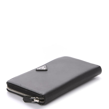 Prada Saffiano Large Zip Around Travel Wallet Black 4 of 6