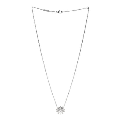Van Cleef & Arpels 18K White Gold Diamond Small Lotus Pendant Necklace 3 of 8