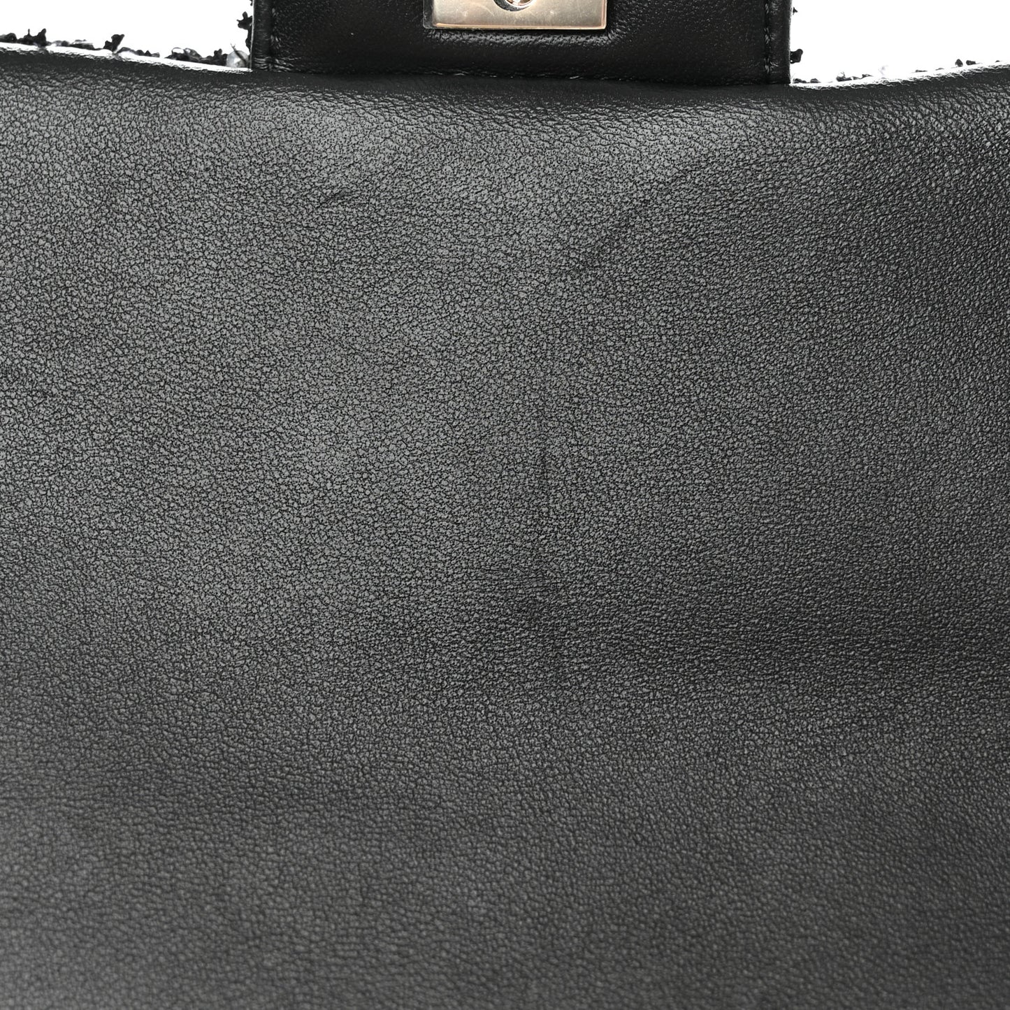 Tweed Quilted Mini Top Handle Rectangular Flap Black White