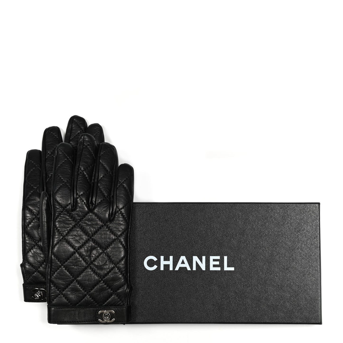 Lambskin Quilted Gloves 7 Black