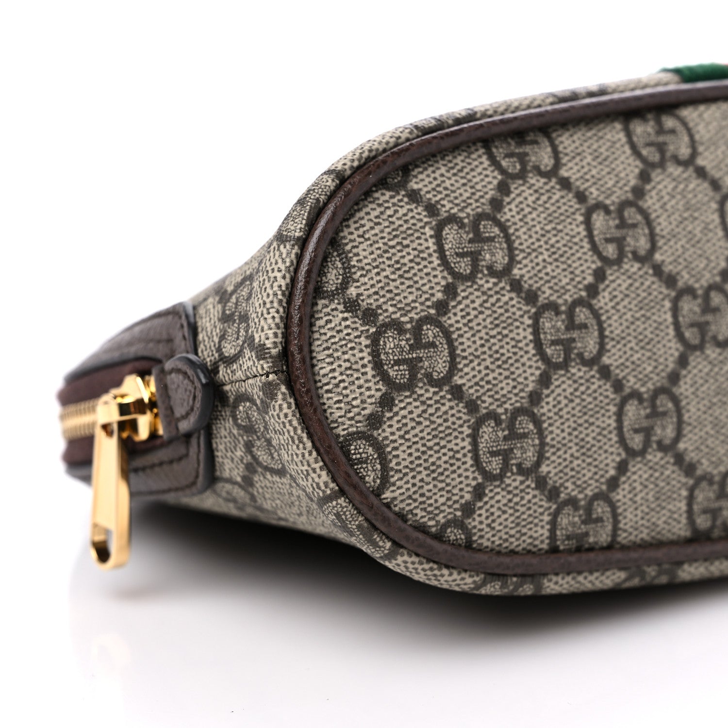 Gucci GG Supreme Monogram Textured Calfskin Web Large Ophidia Cosmetic Case Beige Ebony New Acero 7 of 8
